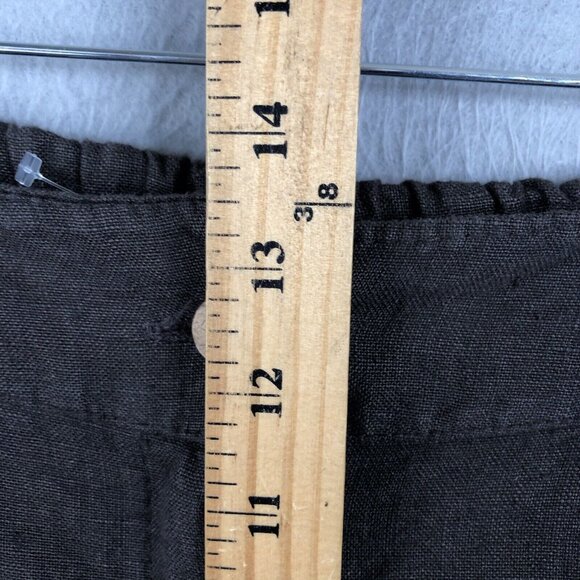 Made In Italy Pants Womens 12 Brown 100% Linen Crop Wide Leg Lagenlook Boho - Picture 7 of 16